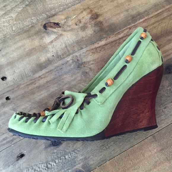 Sam Edelman Green Suede Moccasin Heel Shoes 6.5 - Picture 2 of 4